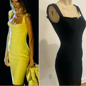 GIANNI VERSACE Couture  ICONIC DÉCOLLETÉ BLACK MEDUSA DETAIL DRESS IT38  US2 - Picture 1 of 12