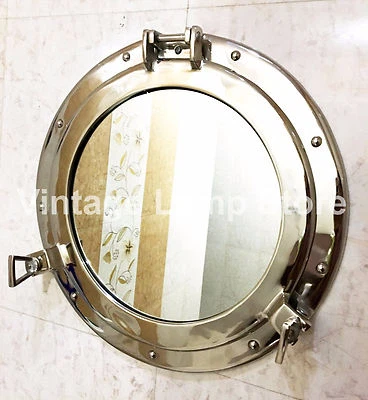 17" Silver Porthole Mirror~Nautical Window Porthole~Ship & Home Wall Decor - Image 1 of 4