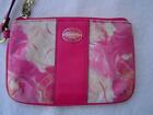 Authentic Coach Pink And White Op Art Signature Floral Print Wristlet Guc