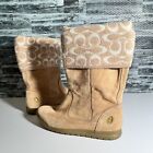 Coach Women’s Tatum Boots Tan Suede Leather Wool Size 7 1/2 M