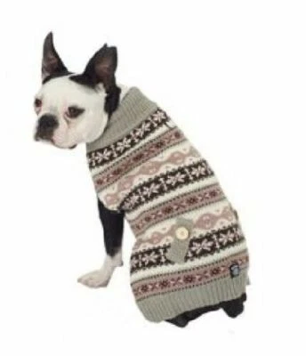 Petrageous Fair Isle Perro Mascota Suéter Abrigo Chaqueta Tejido Gris/Taupe Talla XS Foto 1 de 2