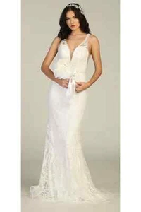 Womens Dresses For Wedding Bridal Long V-Neck Sleeveless Mermaid Plus Size - Picture 1 of 8