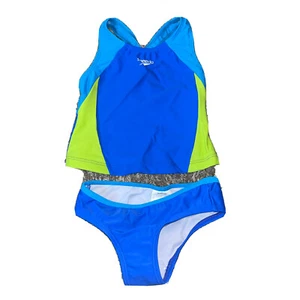 NEW Girls Blue/Green SPEEDO TANKINI Top Size 6 Bottoms Size 7 - Picture 1 of 3