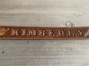 Personalized 'Kimberly' hand tooled leather name youth belt - Picture 1 of 3