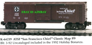K-LINE 64239, 6485/64851, 64852 & 64853 ATSF MAP CAR SERIES CLASSIC BOXCARS NEW - Bild 1 von 4
