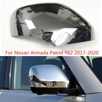 Tapa de cubierta de espejo retrovisor derecho cromado para Nissan Armada Patrol Y62 2017-2020 Foto 1 de 4