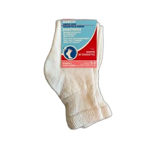 Women's Diabetic Comfort Quarter White Socks Extra Wide Top Cushioned Size 5-9 - Picture 1 of 4