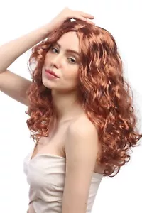 Wig Ladies Carnival Wavy Curls Volume Centre Parting Copper Red - Picture 1 of 4