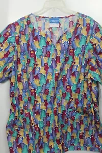 Crest Kitty Choir Nurse Scrub Top Drawstring Waist Women's Size 2XL NWT - Picture 1 of 3