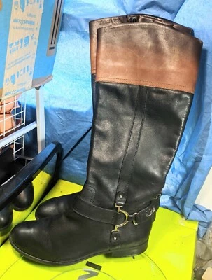 Alex Marie Size 6 M TAYLOUR Brown Black Leather Riding Boots New Womens Shoes - Image 1 of 4