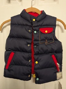 Chickeeduck Boys (Age 3-4) Reversible Down Dupont Tactel Vest Navy Blue/Red NEW - Picture 1 of 7
