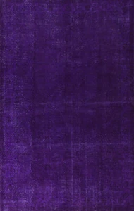 Purple Over-dyed Turkish Authentic Anatolian Rug Hand-Knotted 7x11 ft Carpet - Picture 1 of 19