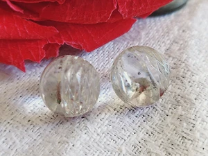 Duo Antique Glass Ball Ball Facet Silver Art Deco Buttons D15A - Picture 1 of 5