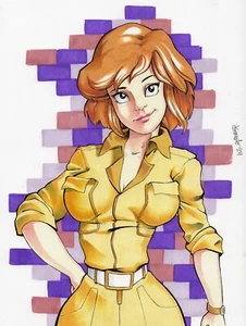 ORIGINAL TMNT April O'Neil Portrait 9x12 comic anime fan art illustration - Picture 1 of 3