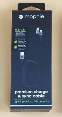 NEW Mophie PRO 6.5' Universal Braided Nylon Charging Cable for Android & iPhone - Image 1 of 4