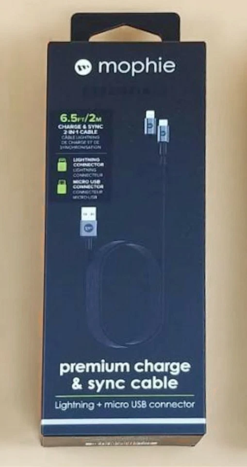 NUEVO Cable de Carga Universal Mophie PRO 6.5' Nylon Trenzado para Android y iPhone Foto 1 de 4