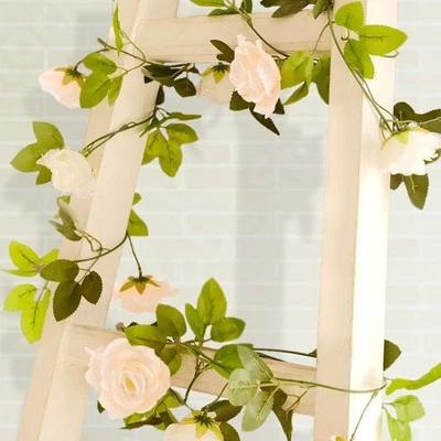 2 Silk 7 ft Artificial Rose Flowers Hanging Garlands Wire Vines Party Wedding - Image 1 of 2
