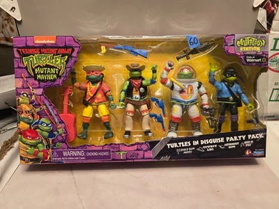 2023 TMNT Mutant Mayhem - Tortugas disfrazadas Fiesta Pack 4 figuras Teenage Ninja Foto 1 de 2