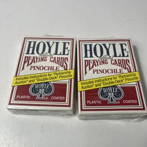 Vintage Hoyle Plastic Coated Pinochle Official Playing Cards 2 Decks Made In USA - Bild 1 von 8