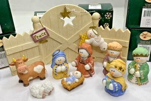 HTF Sarah's Attic Snowwonders Snowman Nativity Collection Set of 9 w/Boxes+Angel - Picture 1 of 12