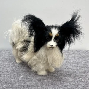 Vintage ECHTFELL handgefertigte Papillon Hund Figur Miniatur 8” x 6” - Bild 1 von 9