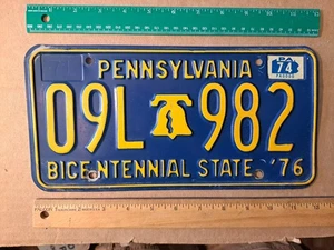 Nummernschilder, Pennsylvania, 1976 Bicentennial, 09L gesprungen Liberty Bell 982 - Bild 1 von 3