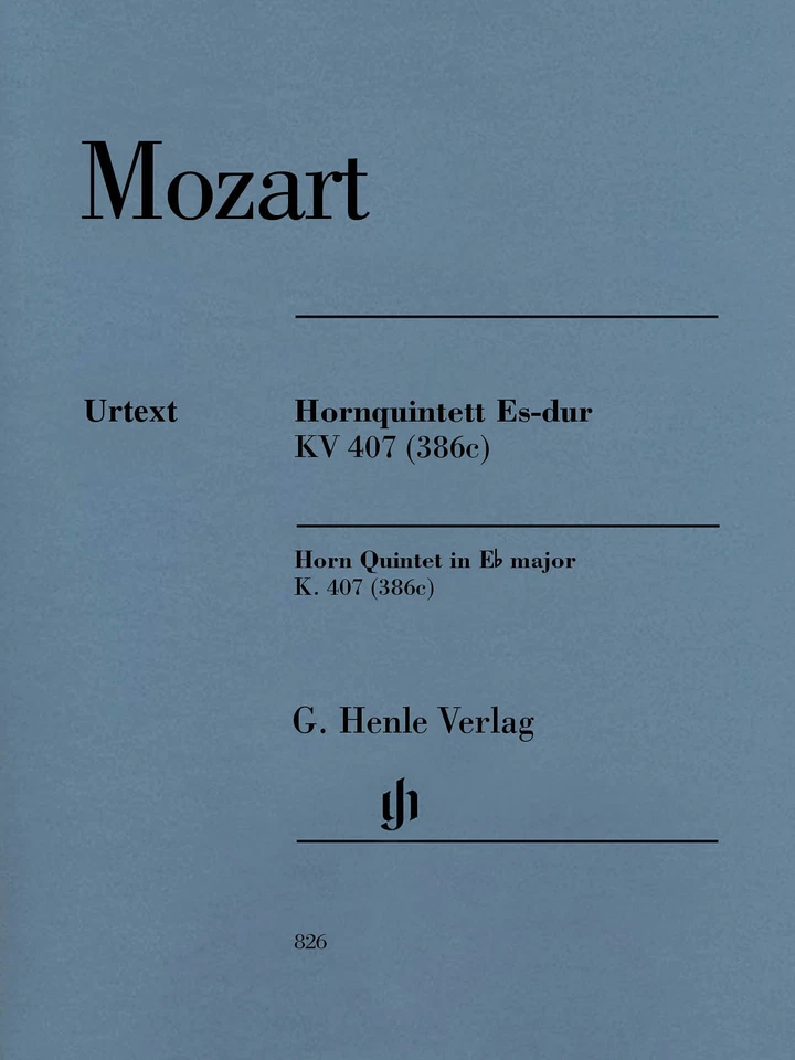 Mozart Horn Quintet E-flat Major K 407 Violin Henle Urtext Sheet Music Book - Image 1 of 1