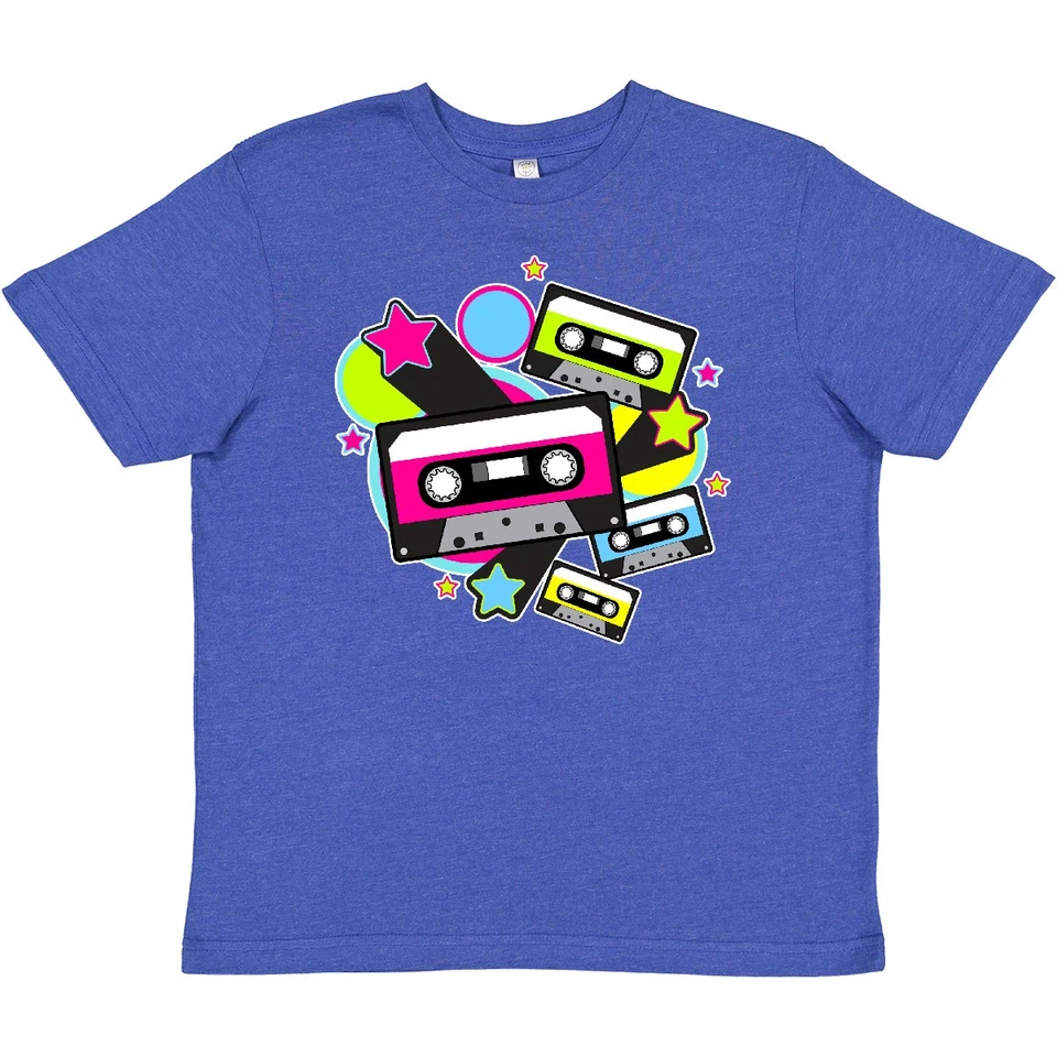 Inktastic The 80s Cassette Cintas Juvenil Camiseta Cinta Tema Años ochenta Born In Rock Foto 1 de 1
