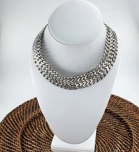 Vintage Sterling Silber 925 Mexiko Halskette Kette breit groß schwer geflochten 16,5" - Bild 1 von 8