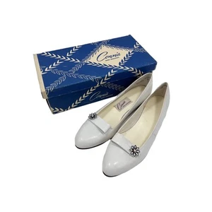 Vintage Connie Shoes White Leather Slip On Ballet Flats, Box Size 7.5 AAA - Picture 1 of 7
