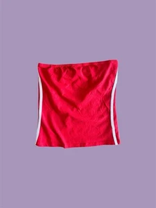Ambiance Women’s M Red Tube Top Tank Baddie Summer White Stripe Stretchy Grunge - Picture 1 of 7