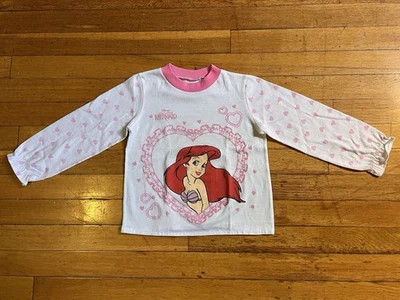 VINTAGE Disney The Little Mermaid Ariel Shirt Youth 5-6 White All Over Print 90s - Image 1 of 4