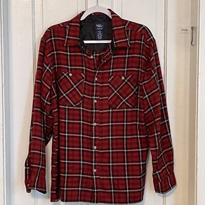 John Blair Hemd MEDIUM rot kariert Langarm Knopfleiste Kragen Rollriegel Manschetten - Bild 1 von 8