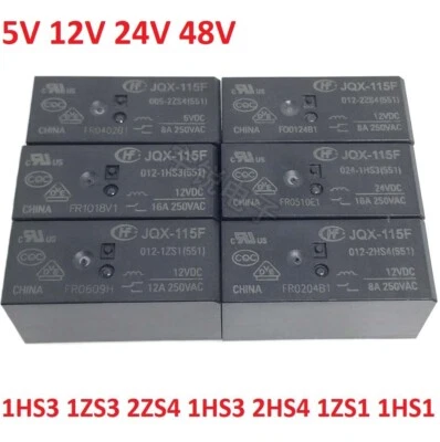 5V 12V 24V 48V Hongfa Relais JQX/HF115F-005 012 024-2ZS4 I-1HS3A 2HS4 1HS1 1ZS1 - Image 1 of 3