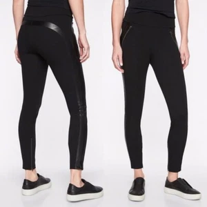 Athleta Sienna Women Black Side Stripe Ponte Pants Moto Leggings Size 4P - Picture 1 of 12