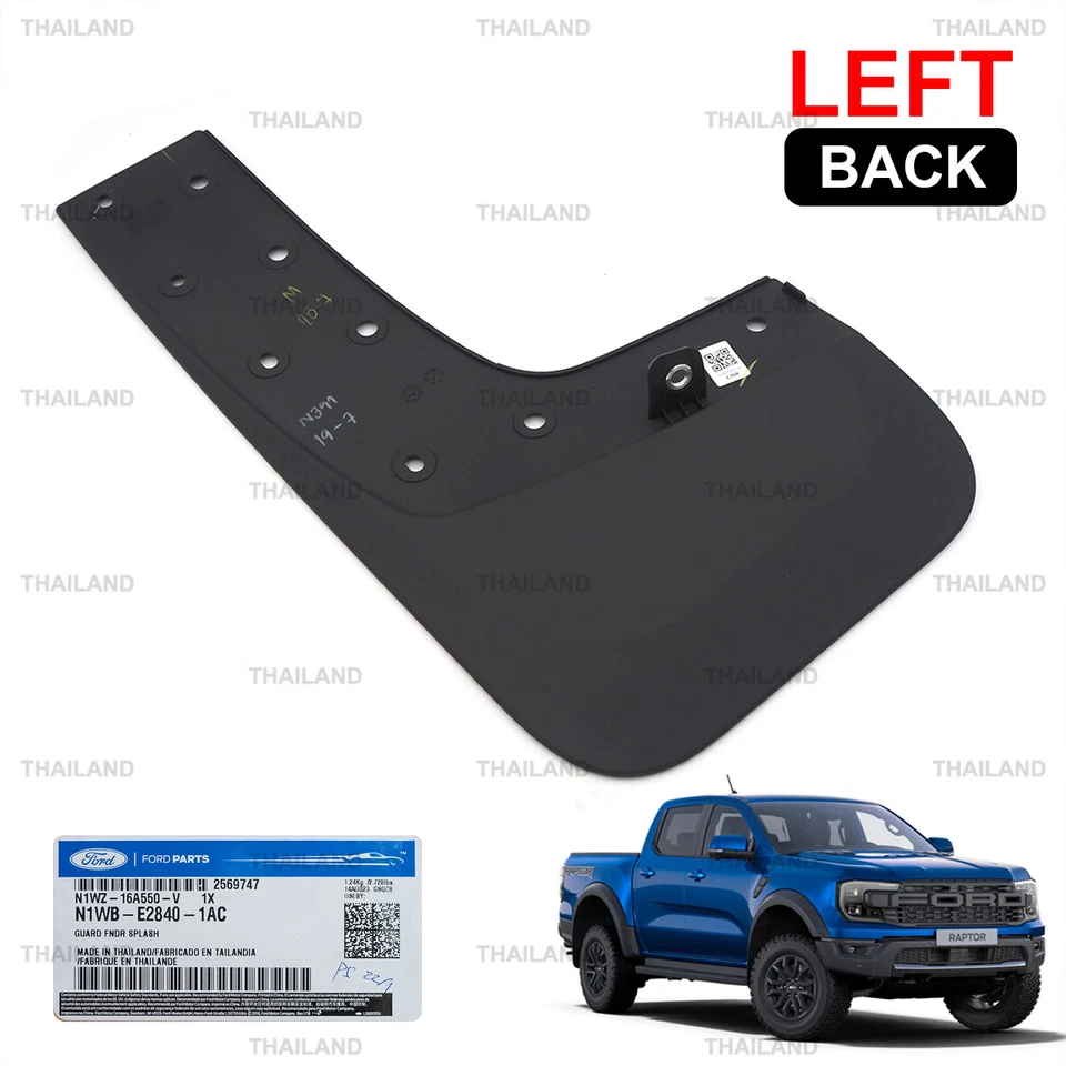 For Ford Ranger Raptor Next-Gen 2023 - '25 Rear Left Splash Mud Guard Flap - Image 1 of 4
