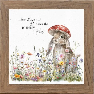 “Just Hoppin' Down the Bunny Trail” – Arte de pared Spring Bunny enmarcado Foto 1 de 4