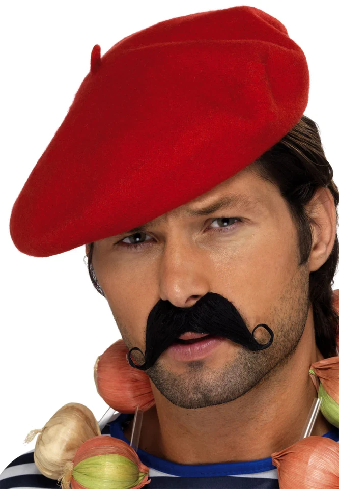 Sombrero boina roja francés para hombre adulto vestido elegante accesorio de vestido nacional Foto 1 de 1