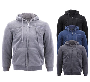 Boy’s Moto Quilted Hoodie Jacket Soft Sherpa Lined Kids Zipper Fleece Sweater - Picture 1 of 16
