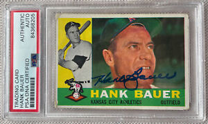 Hank  Bauer Signed 1960 Topps Card. PSA