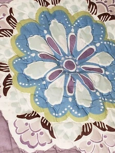 Pottery Barn Quilted Sham Standard Floral Purple Lavender Blue Green Floral NWOT - Picture 1 of 11