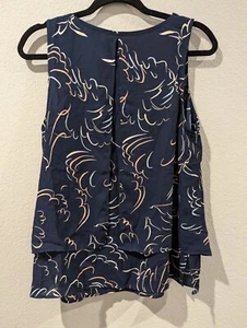 Juicy Couture Blouse Women's Medium Tank Top Sleeveless Blue Studded Back Split - Picture 1 of 4