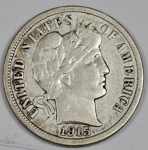 1915-s Barber Dime.  VF-XF.  185872 Cover