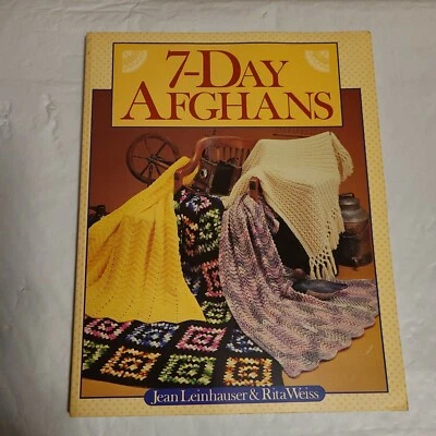 7 Day Afghans Crochet Knitting Patterns Jean Leinhauser Rita Weiss out of print  - Image 1 of 4