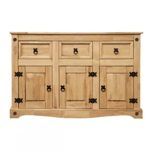 Corona Sideboard 3 Door 3 Drawer Mexican Solid Waxed Pine Furniture Storage Unit - Picture 1 of 12