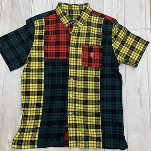 Camisa HUF tejida a cuadros multicolor con botones para hombre M - Imagen 1 de 6