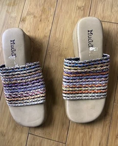 Vintage 90s Mudd Rainbow Slide Sandals Size 5 - Picture 1 of 2