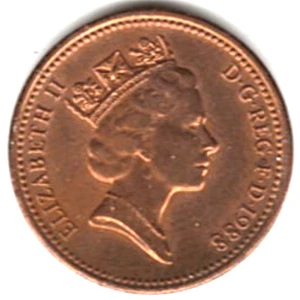 1988 GREAT BRITAIN NEW PENNY ~ RED/BROWN UNCIRCULATED CONDITION stk 8003 - Picture 1 of 4