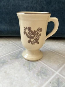Pfaltzgraff Village Mug with Footed Base Brown Floral Motif Yellow Mug - Picture 1 of 5