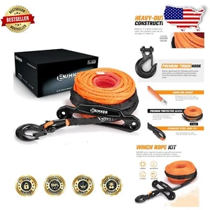 3/8" x 100' Synthetic Winch Rope Kit - 23809 lbs, UV Resistant, Off-Road Ready - Foto 1 di 9